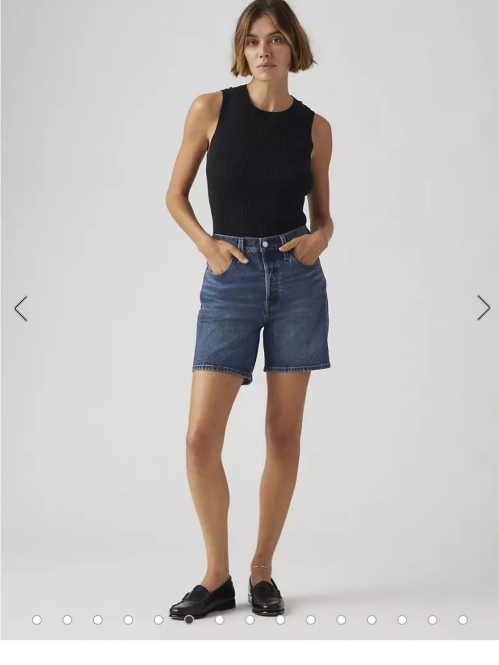 VTG Levi’s 501 High Waisted Jean Shorts Blue Mid Thigh Jorts‎ Size 24 Button Fly